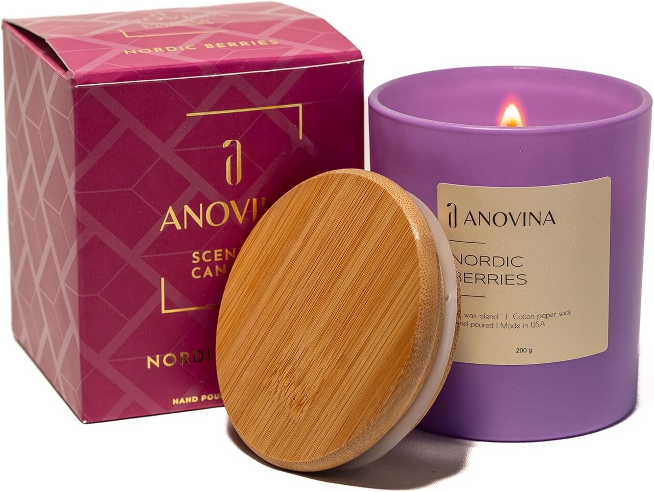 Berries Scented Candles for Women – Premium Soy Wax Blend in an Elegant Gift Box with Bamboo lid